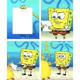 Spongebob Burning Paper meme template