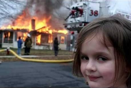 Burning House Girl meme template