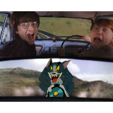 Tom chasing Harry and Ron Weasly meme template