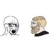 crying wojak vs chad meme template