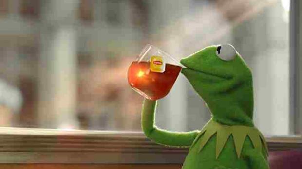 Kermit sipping tea meme template