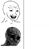 Happy Wojak vs Depressed Wojak meme template