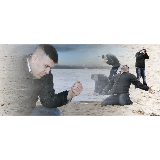 Guy with sand in the hands of despair meme template