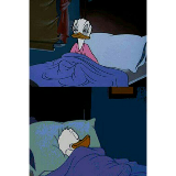 sleepy donald duck in bed meme template
