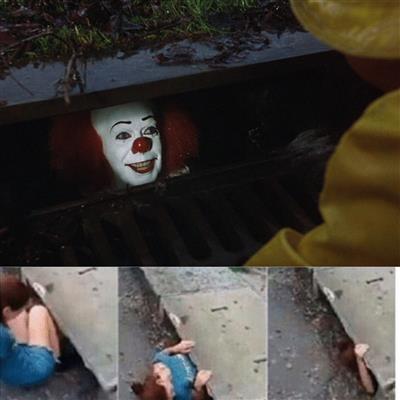 pennywise in sewer meme template
