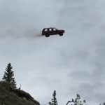 Car drives off of cliff,(improved) GIF Template meme template