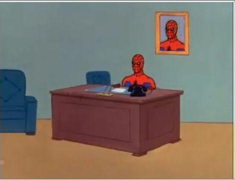 Spiderman Computer Desk meme template
